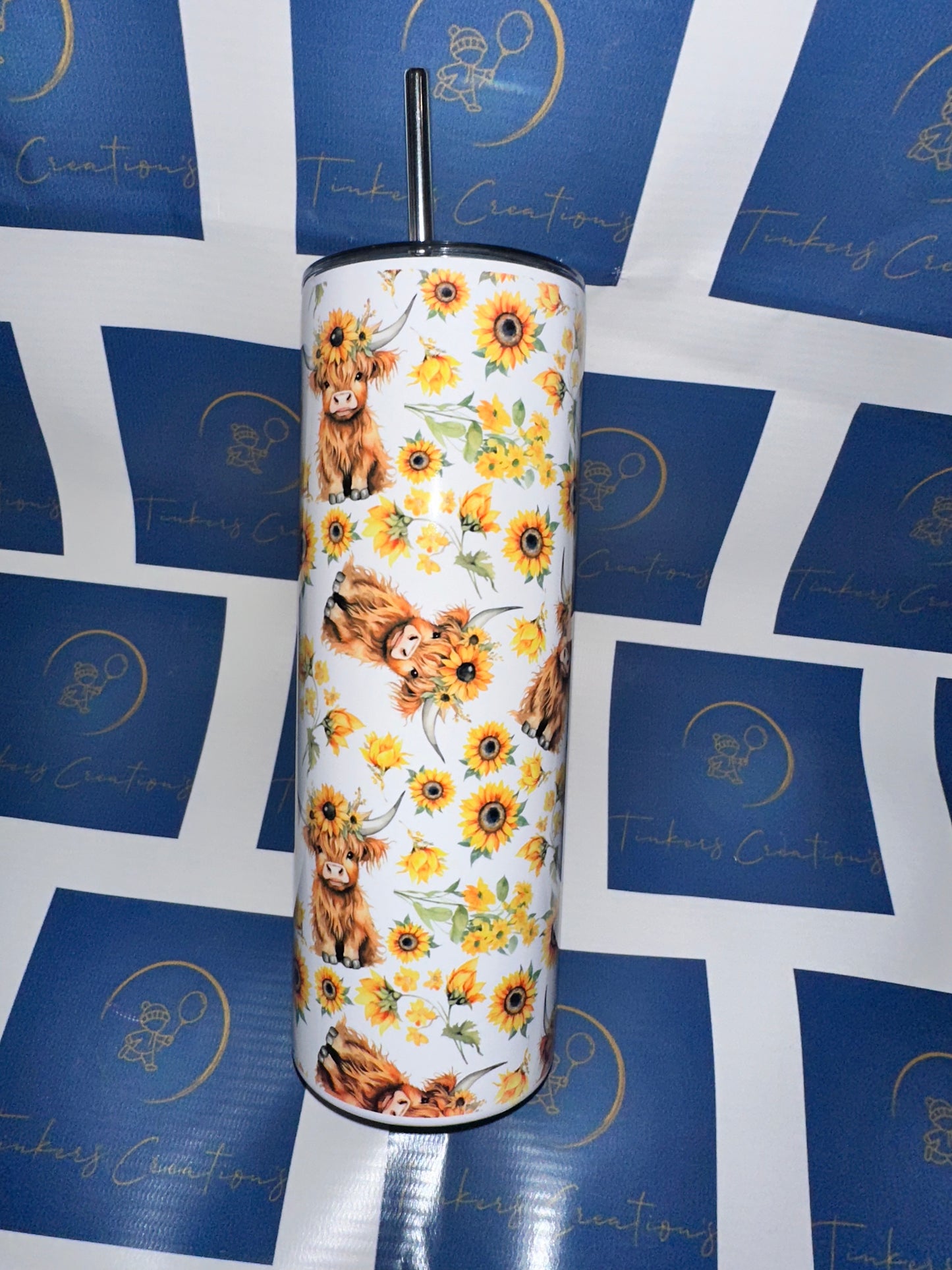 Sunflower Highland Cow Tumbler