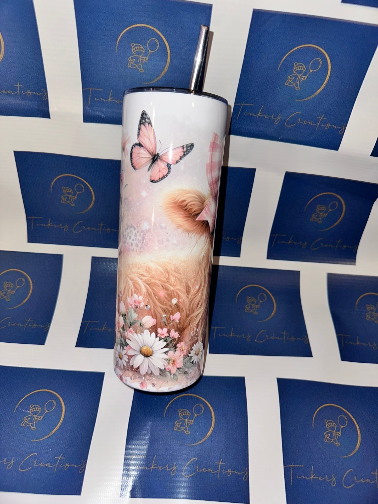 Pink Highland Cow Tumbler