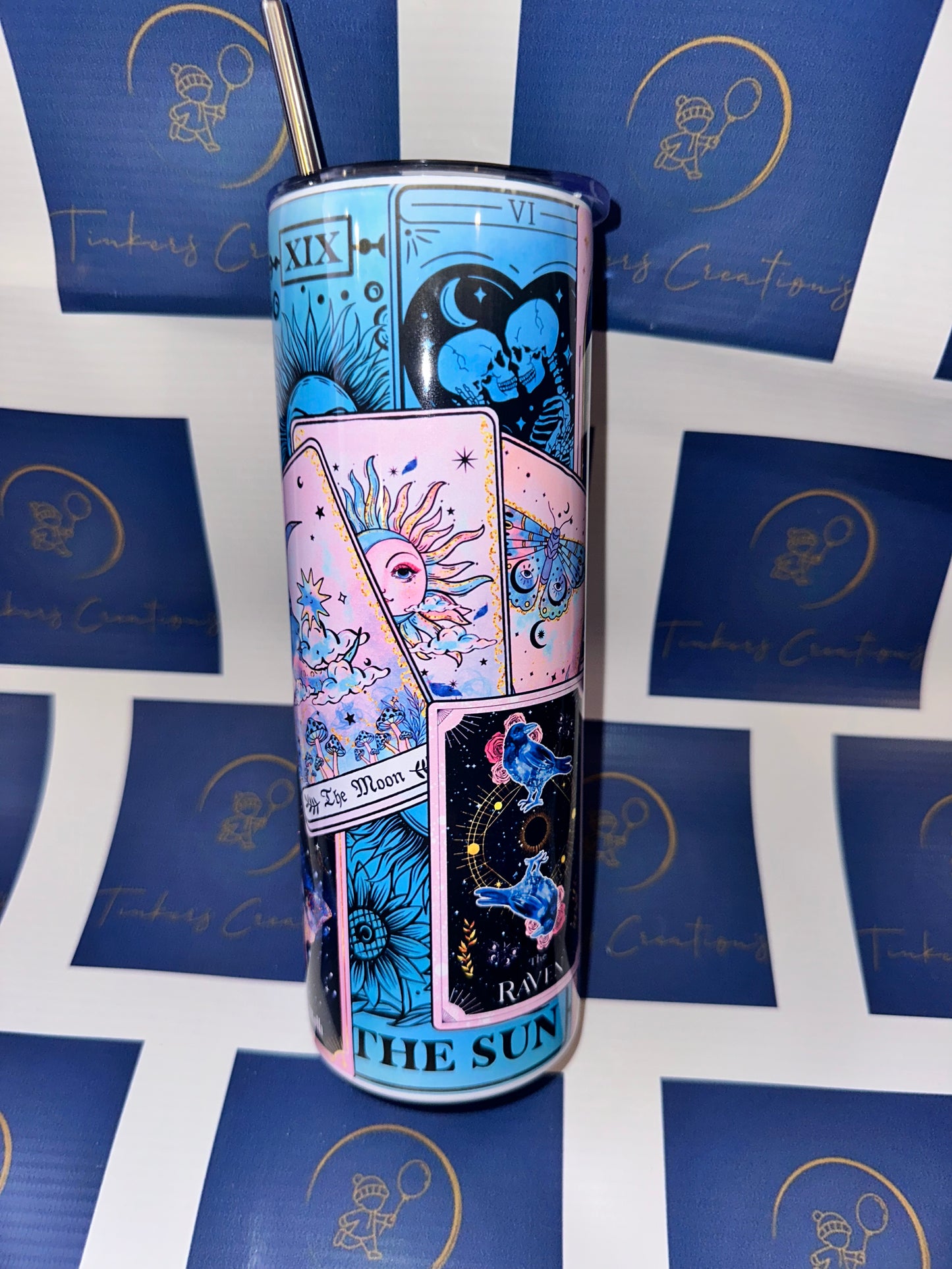 Sun, Moon, Skeleton card Tumbler