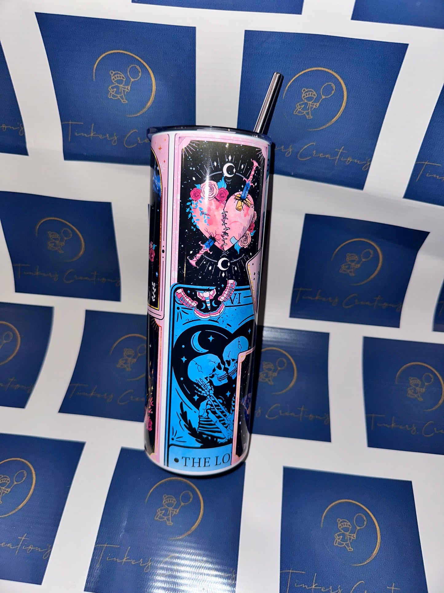 Sun, Moon, Skeleton card Tumbler