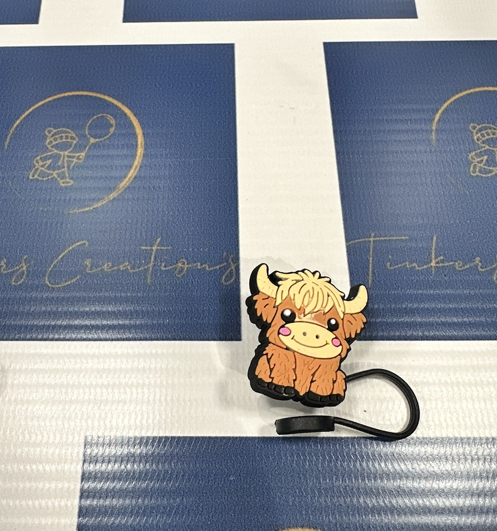 Highland Cow Straw Toppers