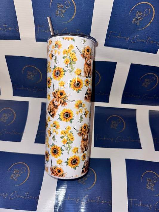 Sunflower Highland Cow Tumbler