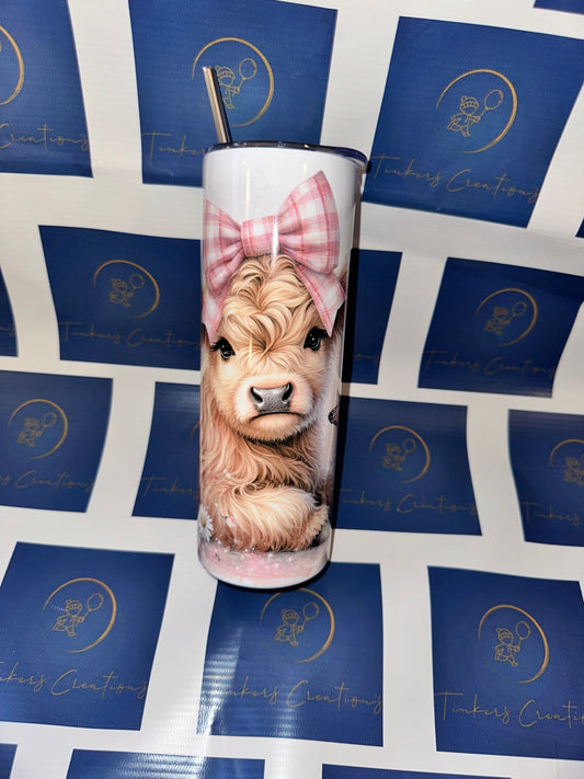 Pink Highland Cow Tumbler