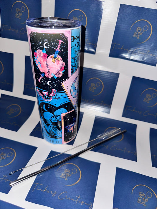 Sun, Moon, Skeleton card Tumbler